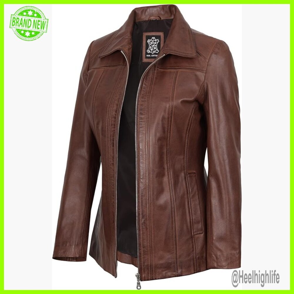 Real Lambskin Leather Jacket Women's Regular Fit Zipper Closure